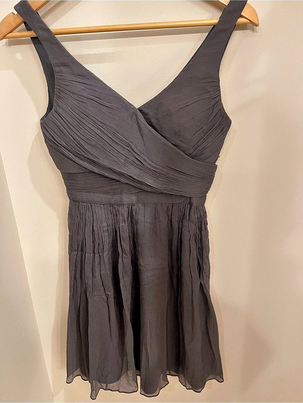 J.Crew Silk Chiffon Ruched Dress Mini Dress Gray Size 0